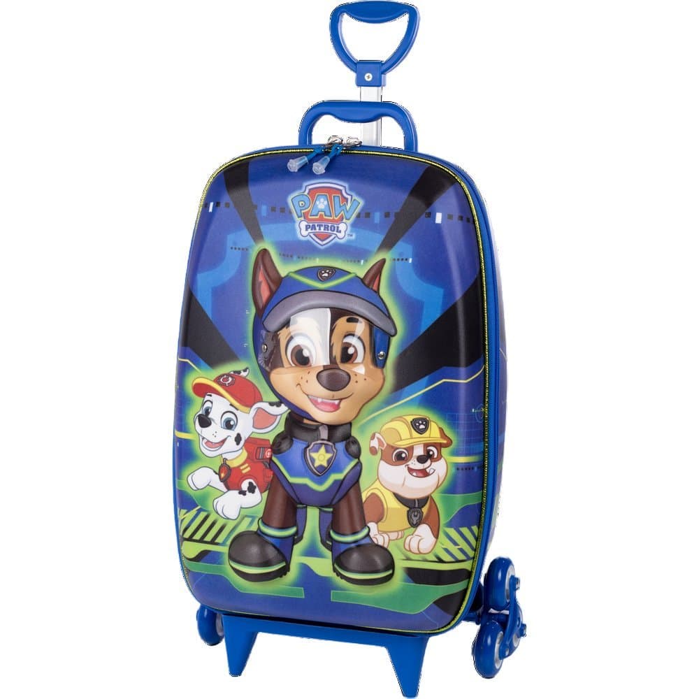 Mala Infantil Harry Patrulha Canina 3D com Rodinhas - Azulcom rodas,