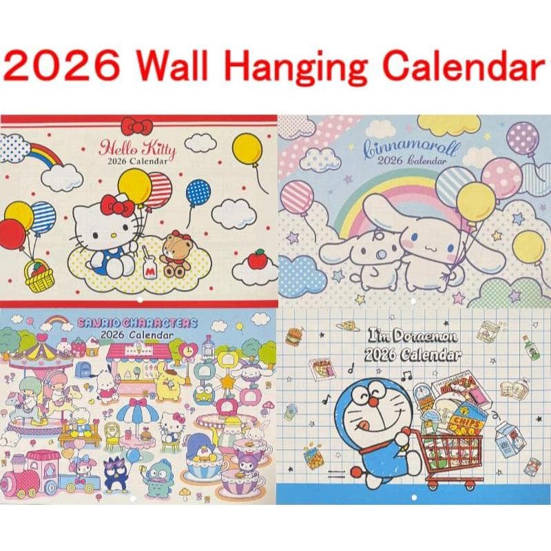 Direto Do Japãosanrio Impressão Frente E Verso Calendário Japonês Para Pendurar Na Parede 2026 Anos Tamanho B5 Papelaria Japão (Hello Kitty , Cinnamoroll , Personagens Sanrio , Doraemon)
