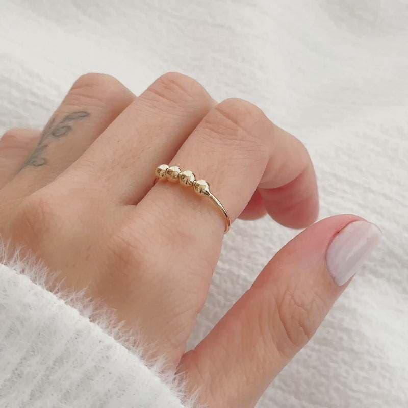 Anel Feminino  Minimalista com Esferas – Banhado a Ouro 18K e Prata 925 - Hipoalergênico - não causa alergia