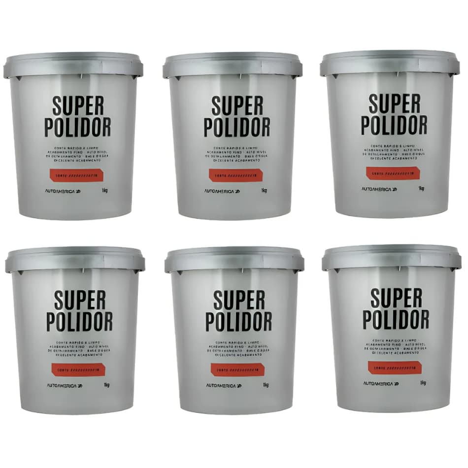Caixa 6 Unidades Super Polidor AutoAmerica 1kg Massa Polimento Automotivo