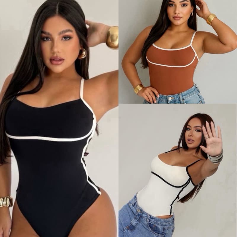 Body Feminino Regata com Sustentação Estruturada em Tecido Anarruga
