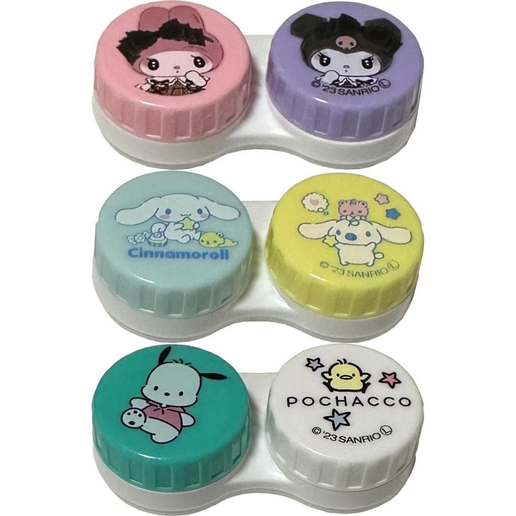 Estojo Para Lentes De Contato Sanrio Direto Do Japão Com Bolsa Zíper De Vinil Macias (My Melody & Kuromi (Secret) , Cinnamoroll (Estrela Pochacco (Corrida)