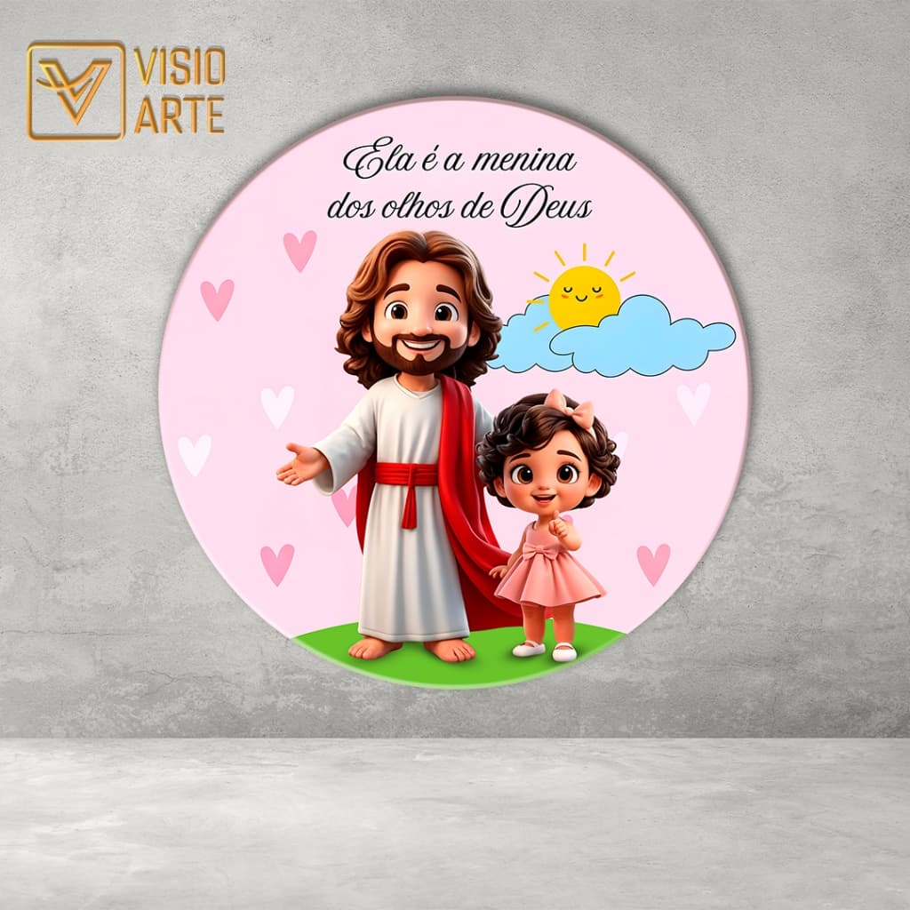 Painel Redondo Sublimado em Tecido 3D  Poderoso Jesus 03