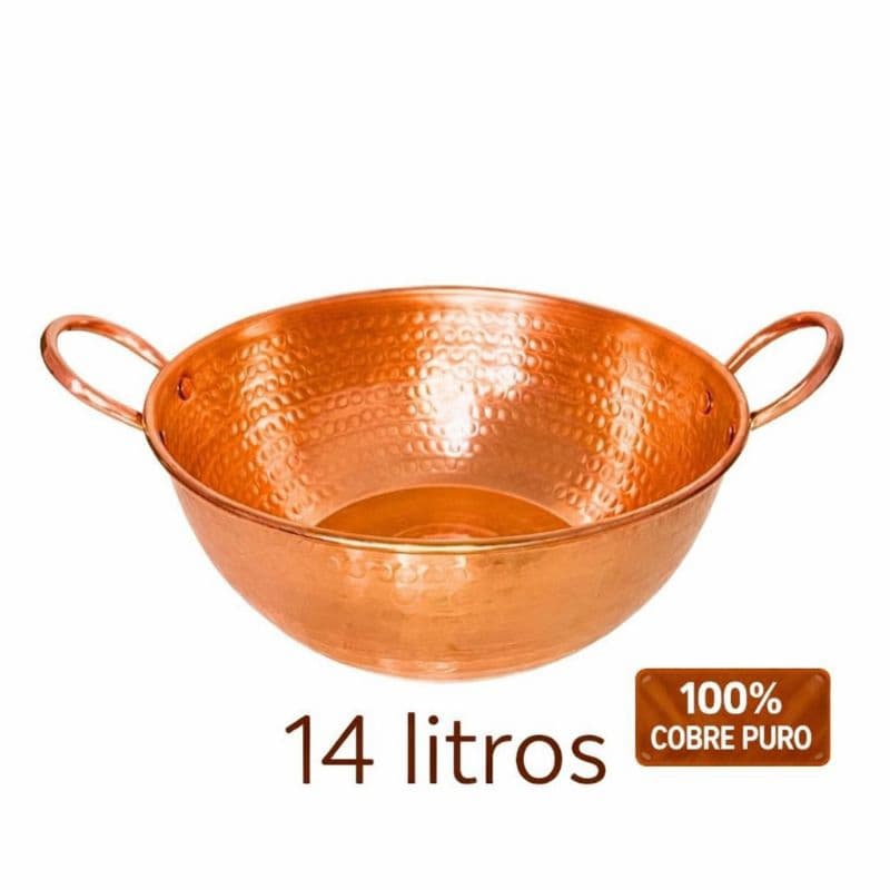 Tacho de Cobre Puro 14Litros (Alças de Cobre)