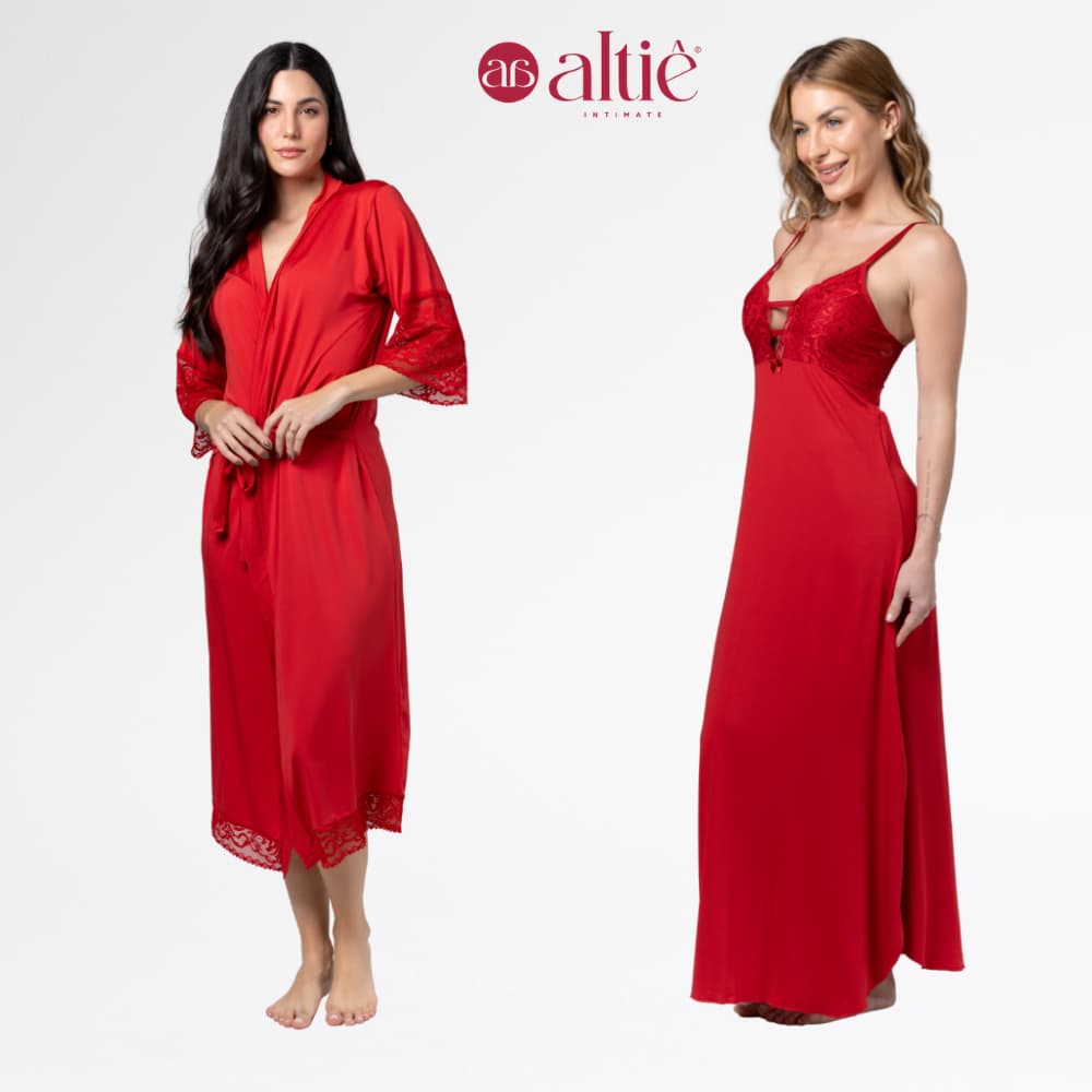 Kit Robe Longo Luxo + Camisola Longa em Renda Sensual | Elegância, Conforto e Sofisticação Feminina