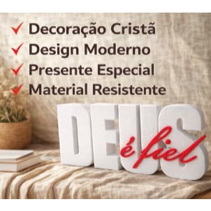 Frase decorativa “DEUS é fiel” - Biblica