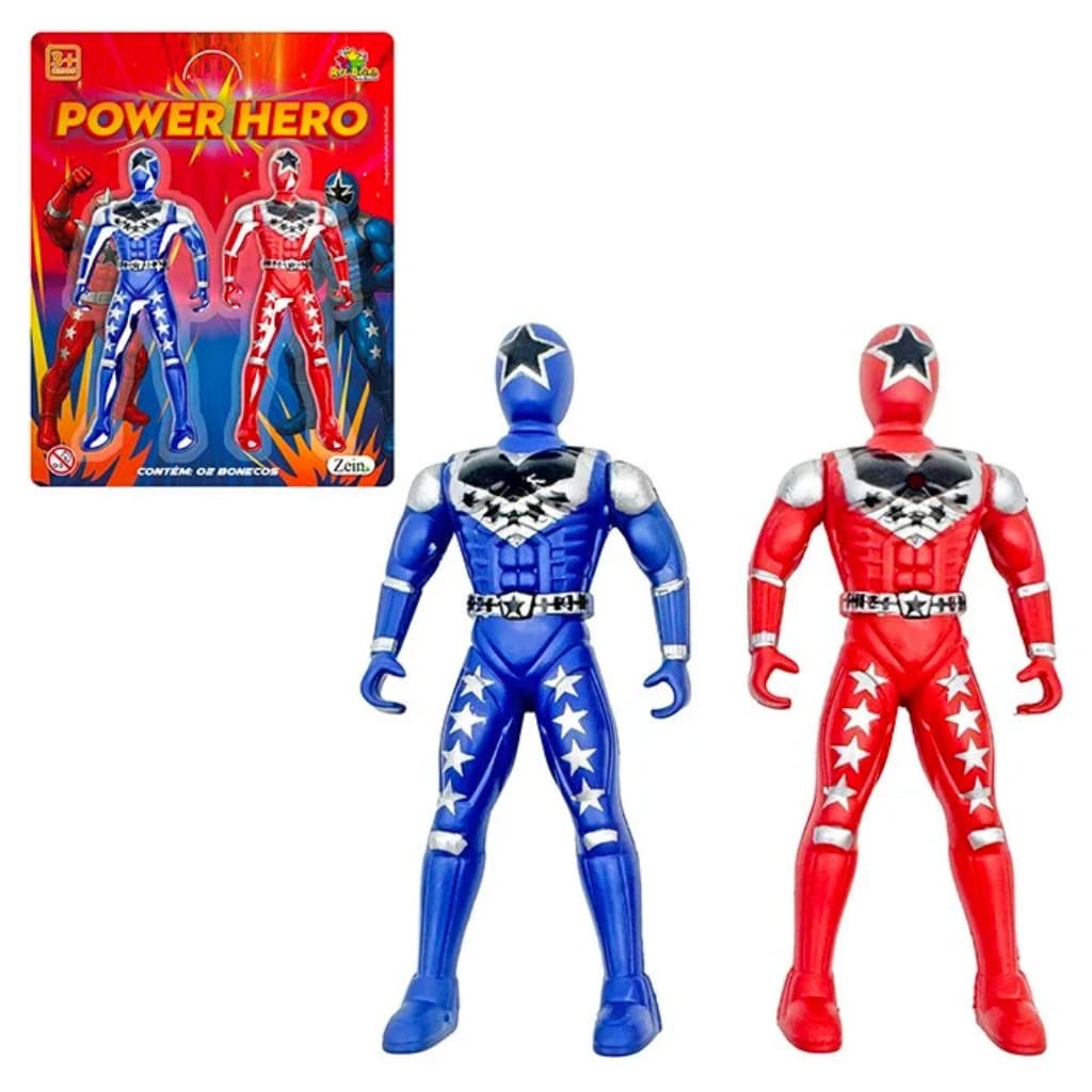 Bonecos Power Hero Brinquedo Infantil – Kit com 2 Heróis Coloridos