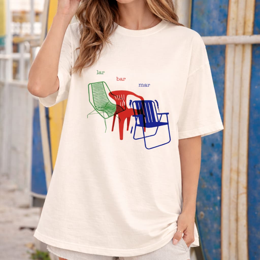 Camiseta Feminina Oversized Verão Brasilidades 100% Algodão Praia Brasil Tendencias