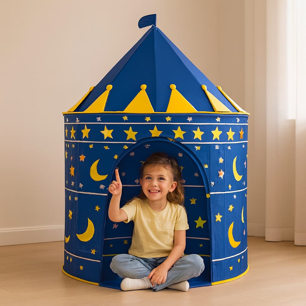 Castelo Infantil Cabana Tenda Dobrável Brinquedo Oferta     Azul - Rosa