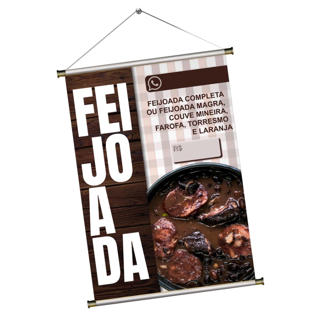 Banner Feijoada Bastão Corda 300g Impressão em Alta Qualidade Arte Pronta Envio Imediato