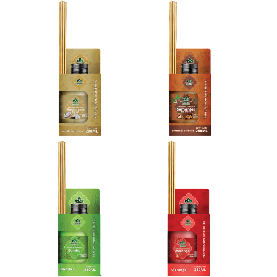 Difusor de Ambientes 280ml com Varetas – Aromatizador Perfume Duradouro para ambientes