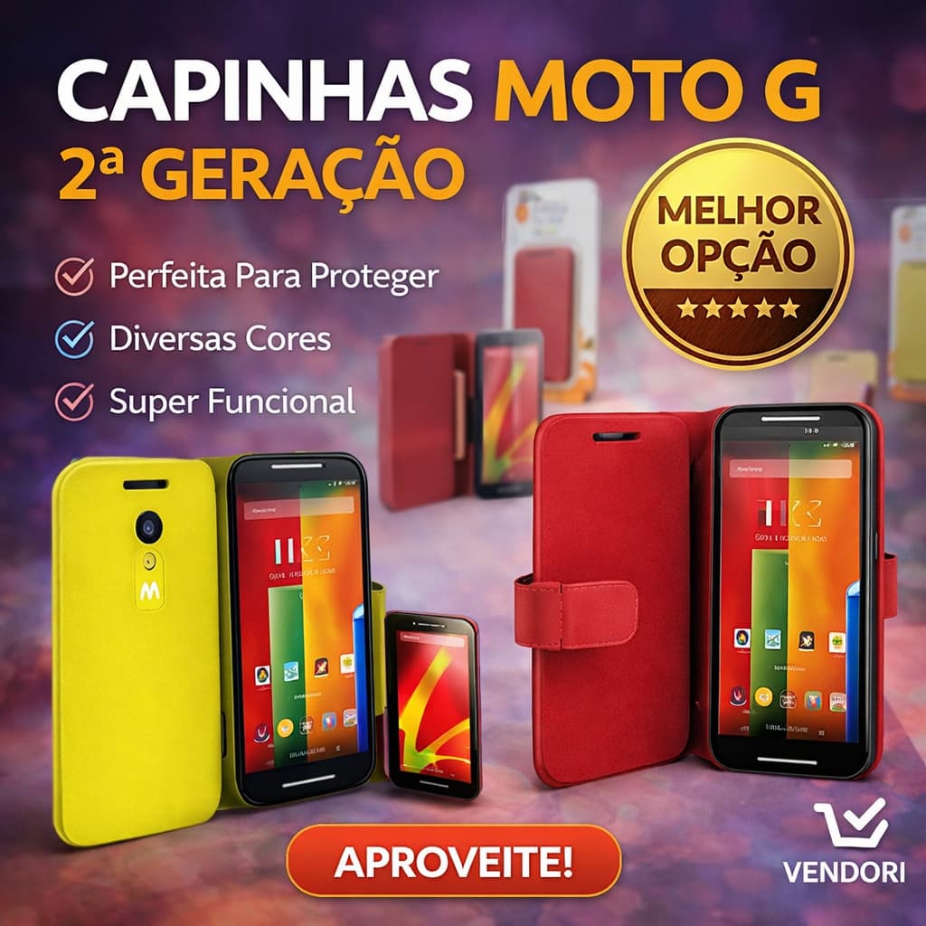 Capa Flip Shell Compativel/Generico Motorola Moto G 2ª Geração 📱🛡️ Proteção Completa Carteira Abertura Lateral 🚚🇧🇷