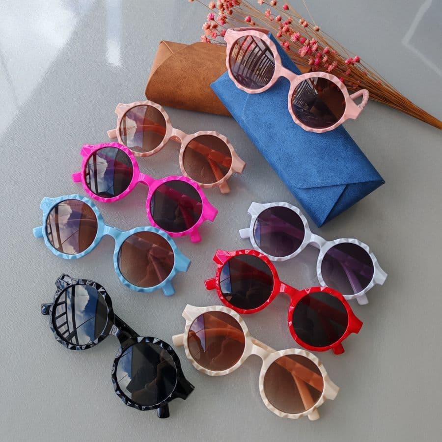 Óculos de menina moda 2026 Redondo   com flores fofas Varias Cores