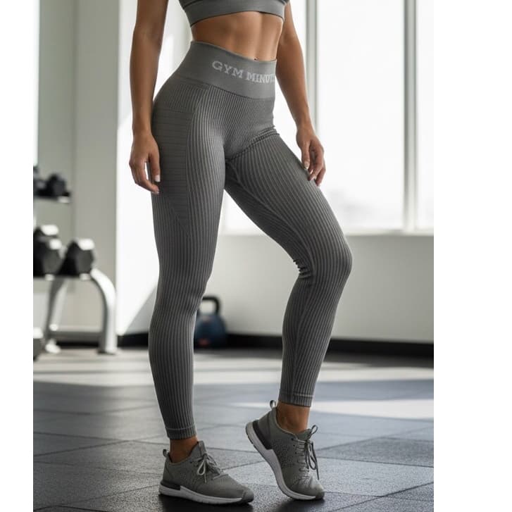 Calça Leg Feminina canelada Poliamida Premium cintura alta Legging yoga academia treino