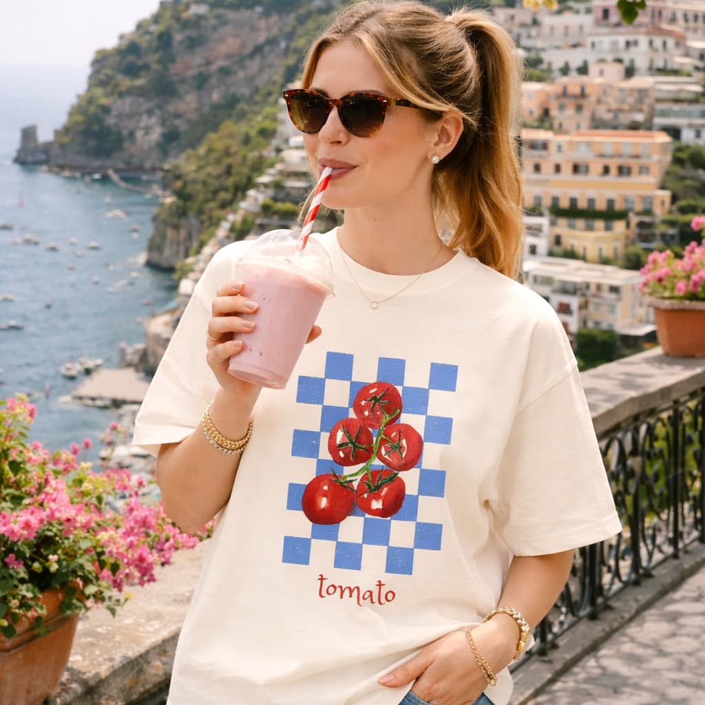 Camiseta Feminina Oversized Verão Tropical Italiano Brasilidades 100% Algodão Praia Brasil