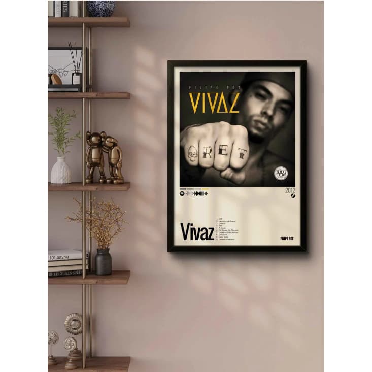 Quadro Decorativo: Álbum Vivaz (2012) por Filipe Ret, arte visual moderna, decoração de parede, som.