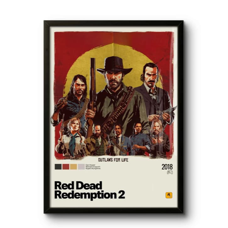 Quadro Decorativo: Red Dead Redemption 2 (2018) v6, arte visual moderna, decoração de parede, games.