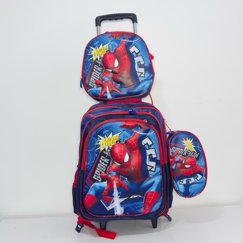 Mochila Escolar Infantil 3D Masculino com Rodinhas + Lancheira + Estoj