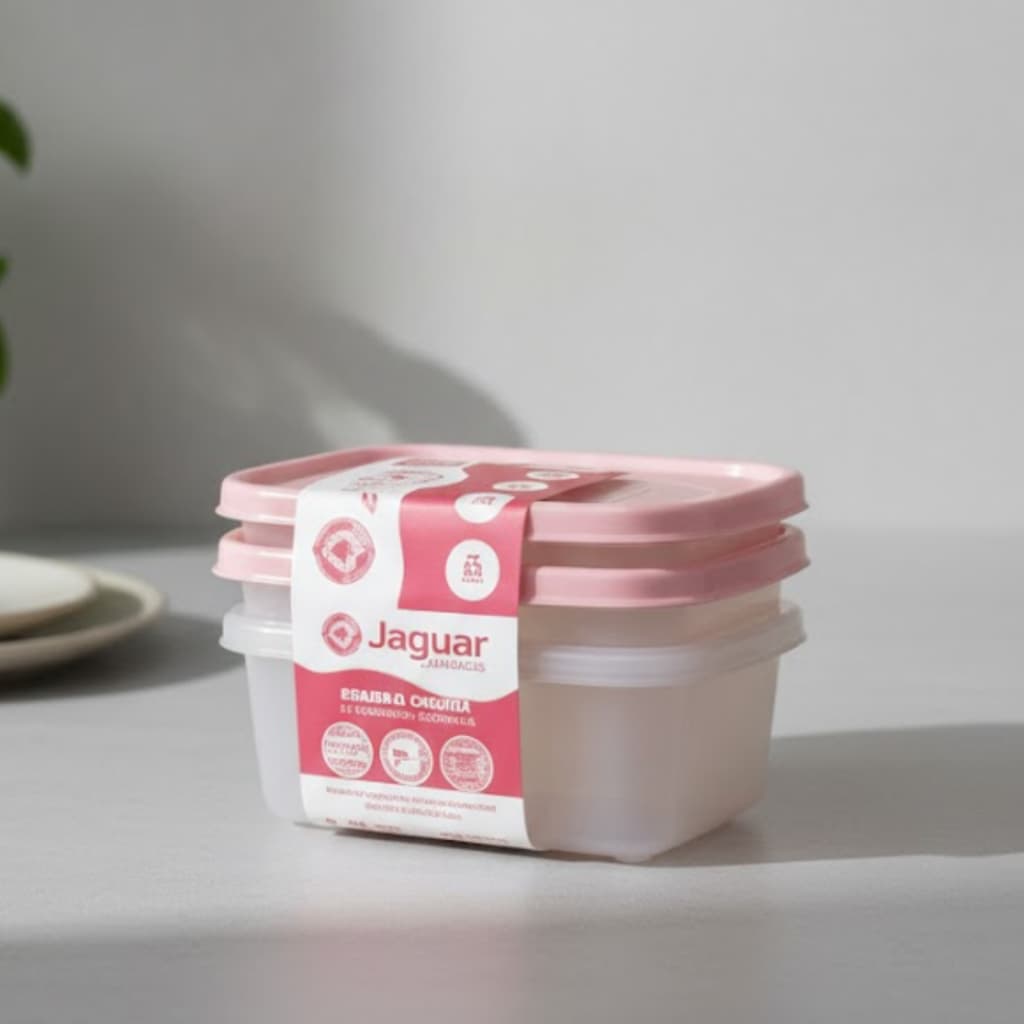 Kit Potes Herméticos Jaguar com Tampa Rosa – Praticidade e Organização no Dia a Dia