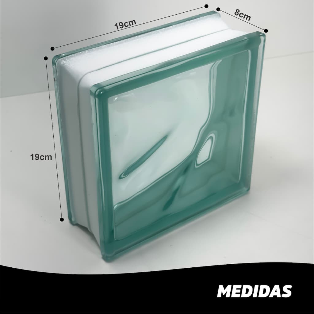 1 ou 6 Tijolos Blocos de Vidro Inowar Verde 19x19 Ondulado