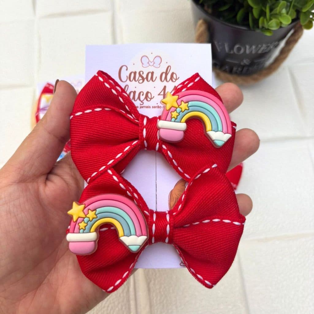 Laços de Cabelo Infantil Escolar Vermelho