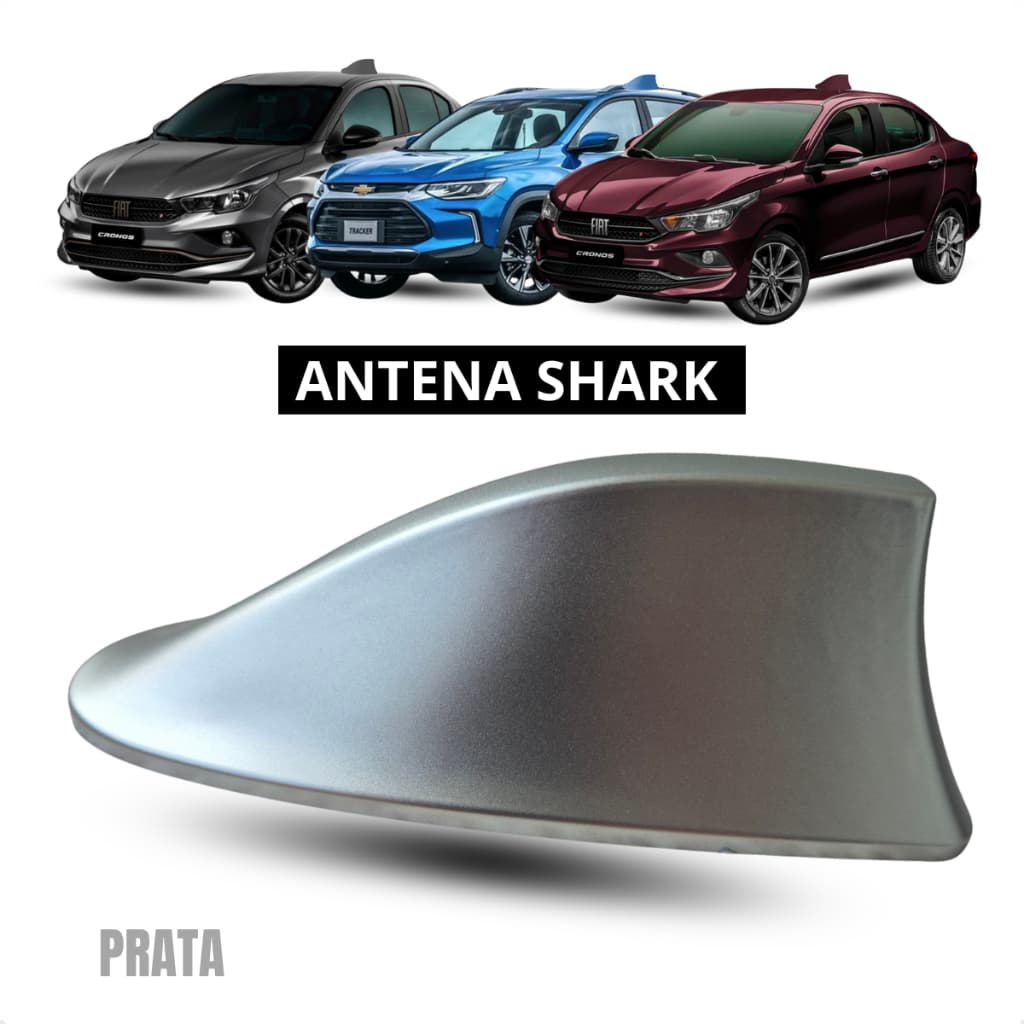 Antena Shark Automotiva PRATA 6,0dB Teto Carro Universal Design Esportivo Elegante Rádio AM/FM