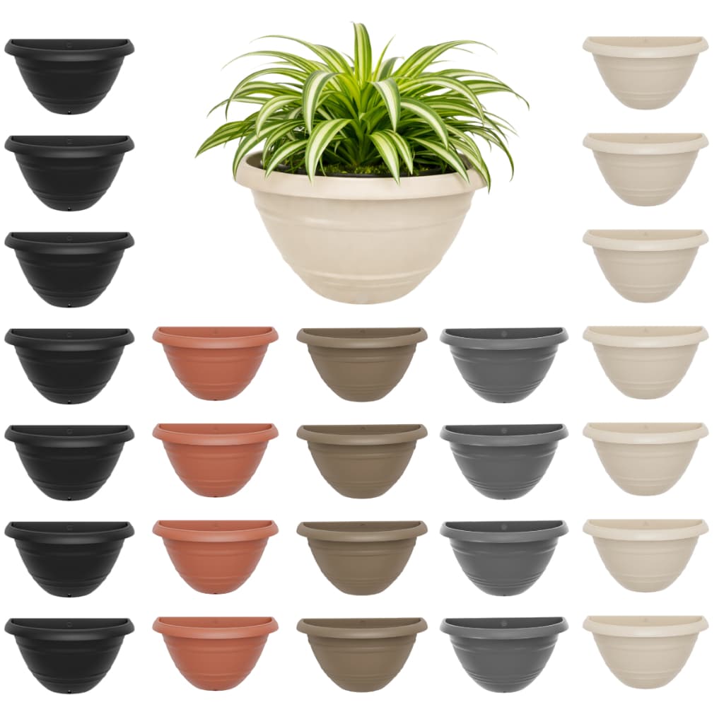 Kit 24 Vasos de Parede Pequeno 450 ml Preto Marrom Colorido Meia Lua Plástico Decoração Vertical