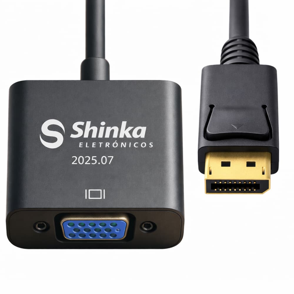 Adaptador DisplayPort para VGA Full HD 1080p 60Hz – Conversor DP para Desktop Notebook Monitor Projetor (NÃO É HDMI)