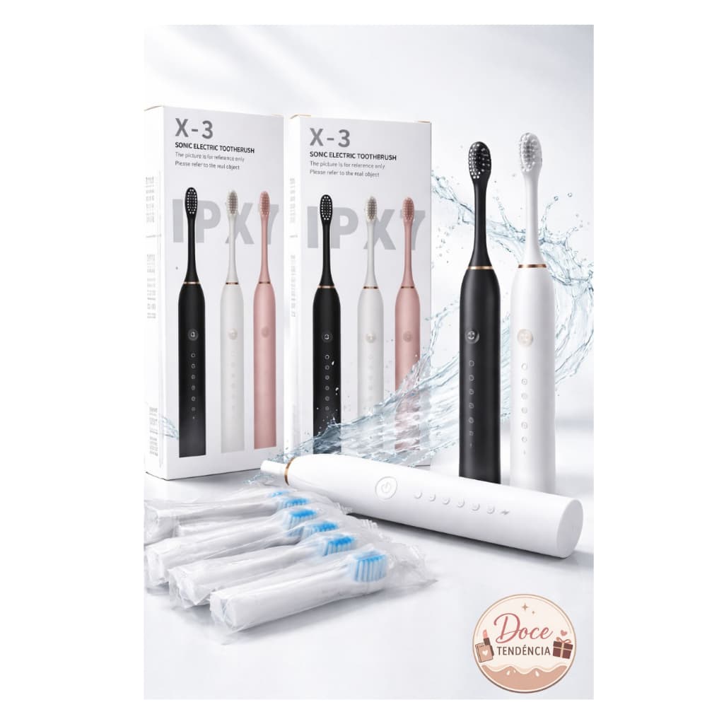 Escova Elétrica Sonic  X-3 – Limpeza Profunda e Sorriso Saudável ✨🦷