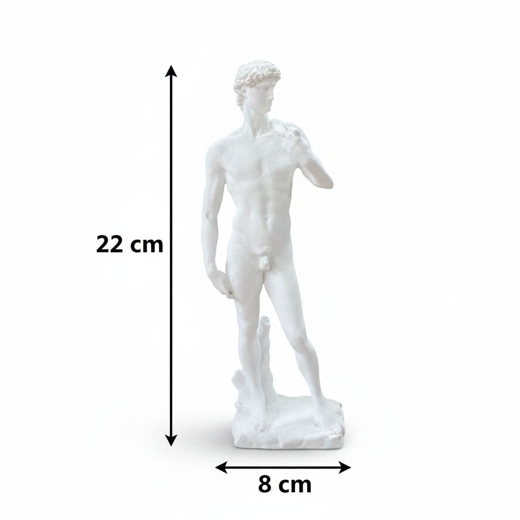 Escultura Estátua Davi de Michelangelo em Gesso Cru 22cm