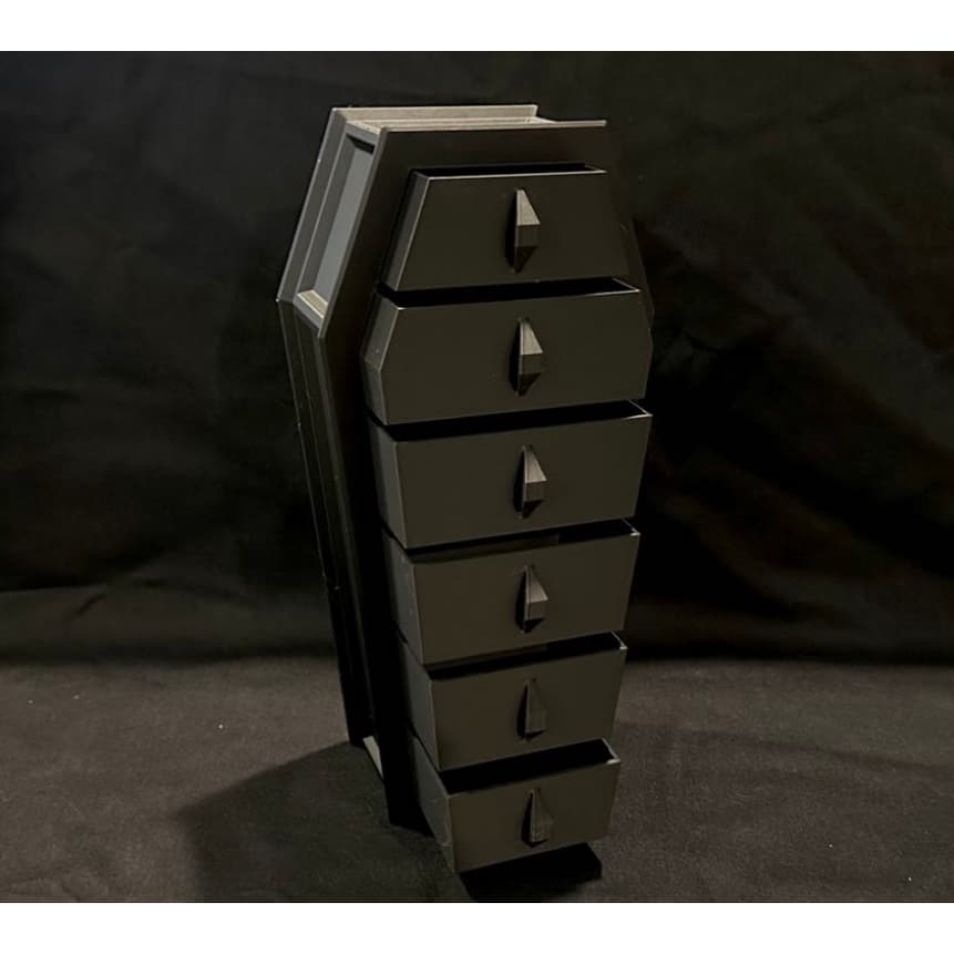 porta joias gótico, formato caixão, dark, alternativo, decoração, porta acessórios, brincos, colares, piercings, anel