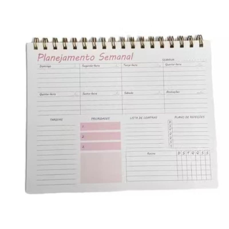 Planner Semanal Espiral Colorido - 50 Páginas - Organização Com Estilo