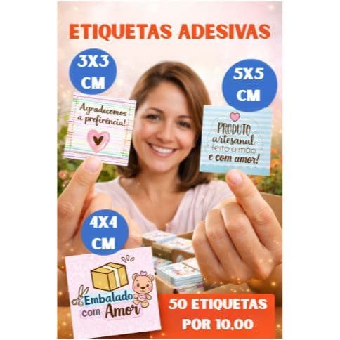 Etiquetas Adesivas 5x5cm 4X4cm  3x3cm Modelos Prontos Gratidão Feito à Mão Agradecimento Cliente