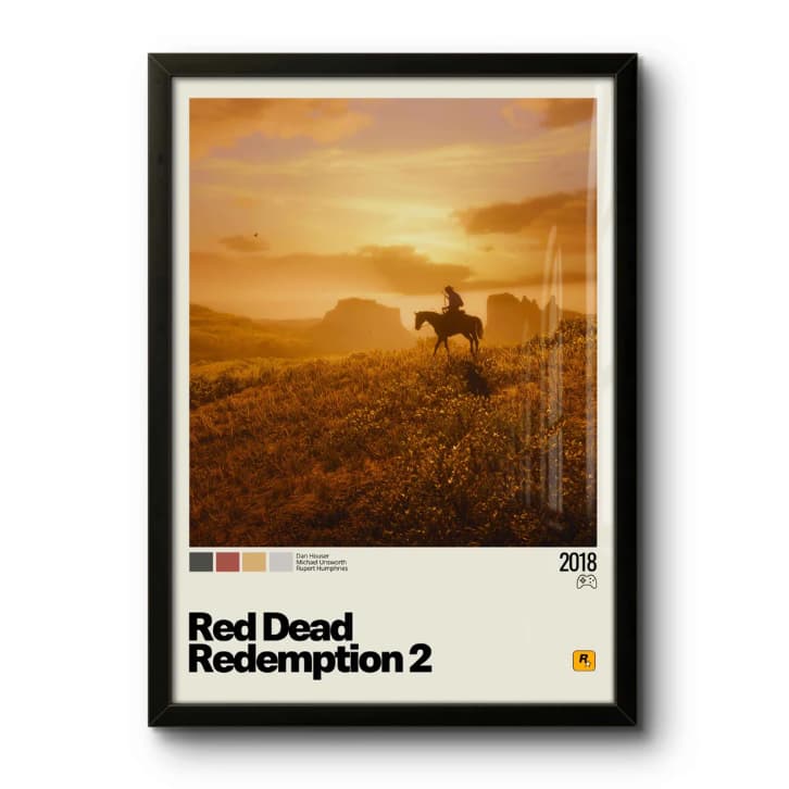 Quadro Decorativo: Red Dead Redemption 2 (2018) v3, arte visual moderna gamer, decoração gamer, jogo