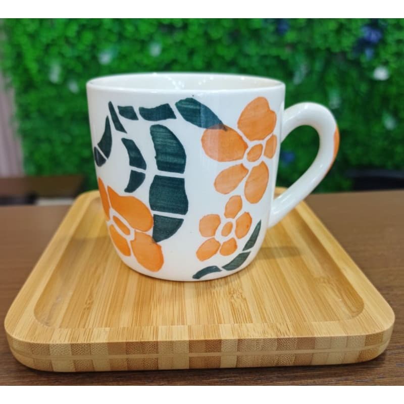 Xícara Pequena minimalista Para Café 90ml em Cerâmica Flores/Coração/Arabesco Ideal para cafezinho