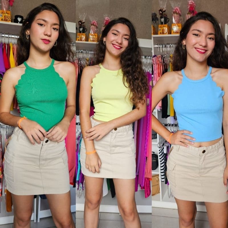 kit 7 Blusa Nuvem alcinha Semi Croppeds Feminino /Blusa modinha