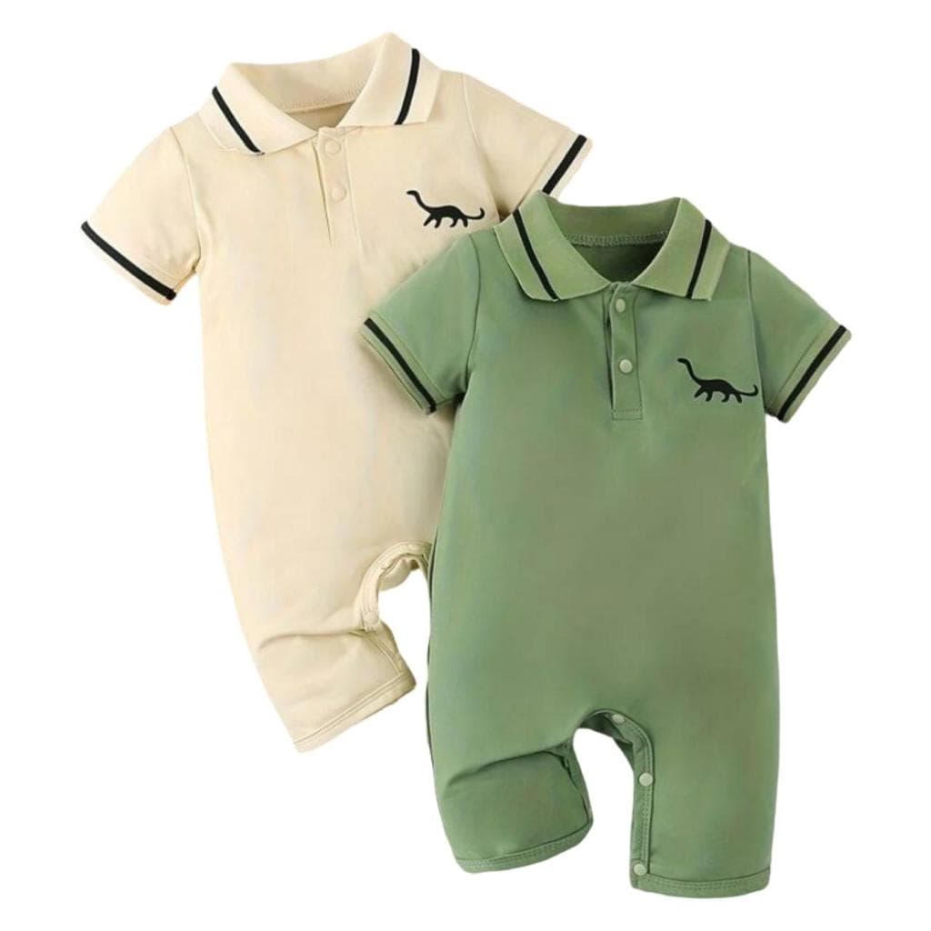 Romper Bebê Polo Dinossauro Macaquinho Curto Algodão Menino Premium - Venda unitária