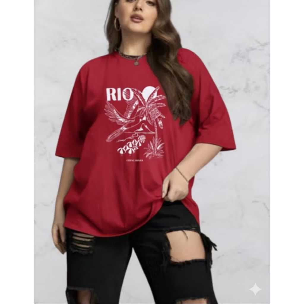 Camiseta Feminina Plus Size Arara Rio  Algodão  Básica G1 G2 G3 G4  Várias Cores
