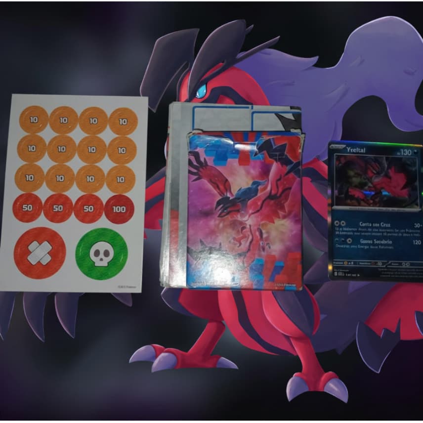 Deck Pokémon TCG Yveltal Pronto para Jogar + Arena e Contadores (60 Cartas)
