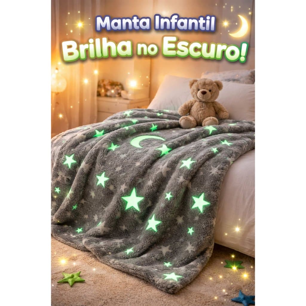 Manta Infantil Brilha no Escuro Antialérgica Divertida