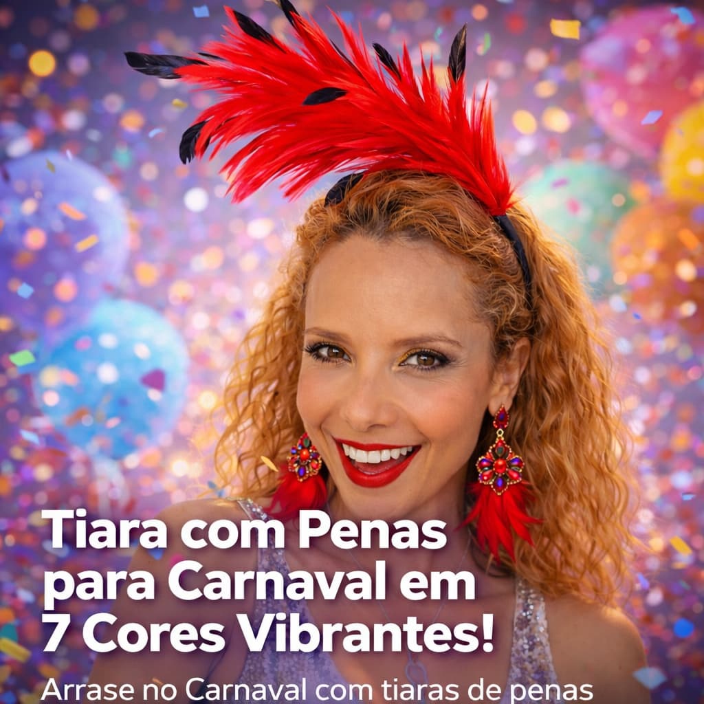 Tiara de Penas Carnaval Adulto e Infantil | 7 Cores Vibrantes | Leve, Confortável e Luxuosa