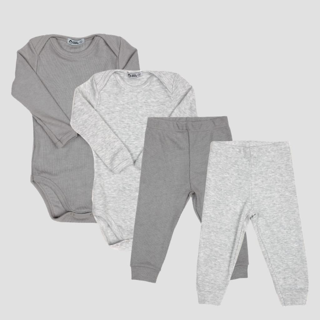 Kit roupa bebê conjunto body manga longa com calça mijão canelado super macio e confortável 03k2