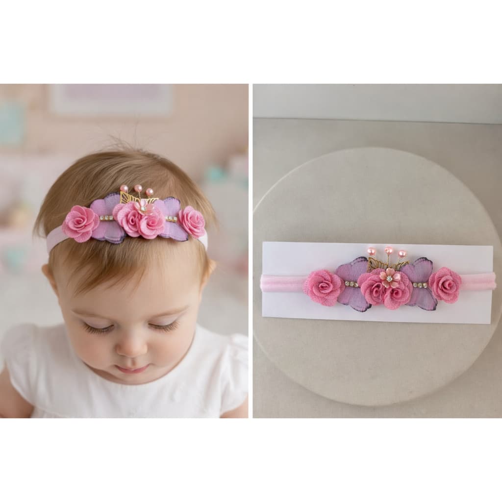 Faixinha de recém nascido, jardim encantado, tiara de bebê, flores, saida maternidade, tiara de luxo.