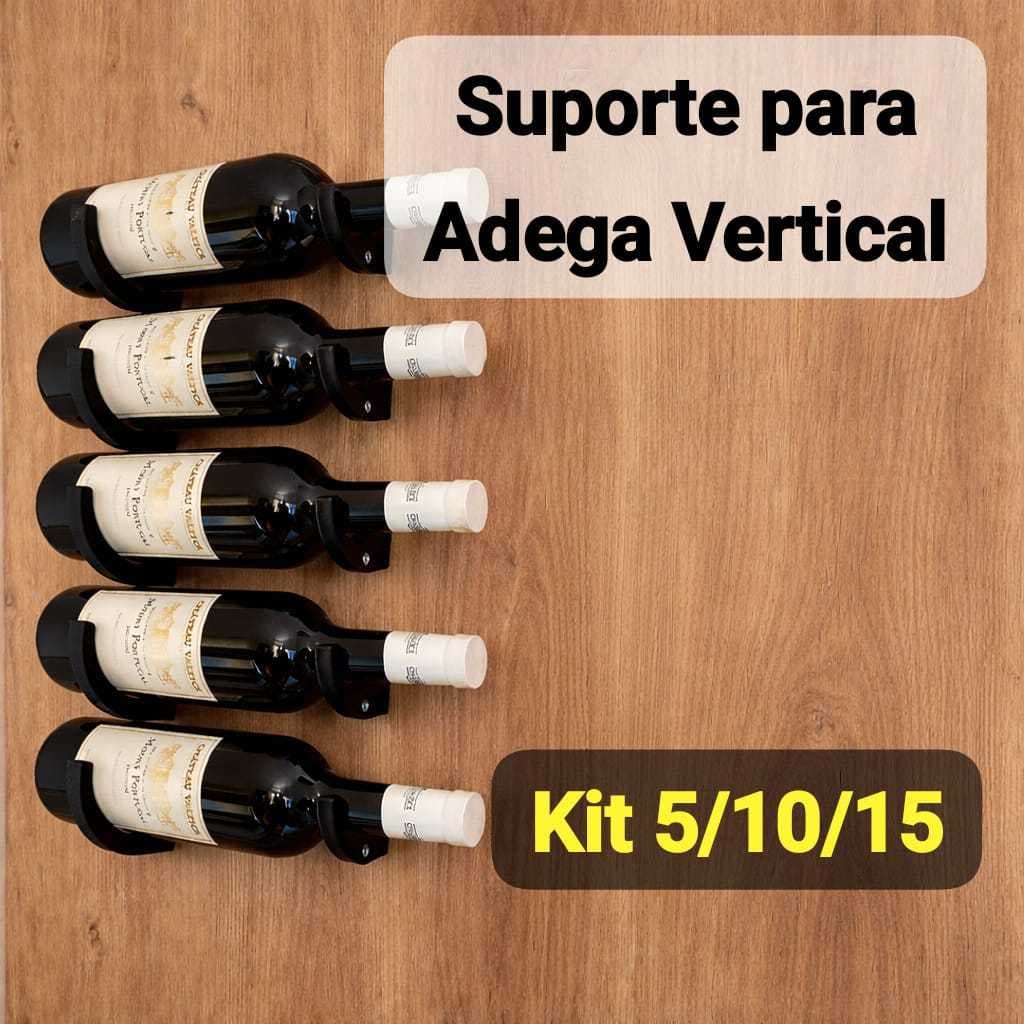 Suporte para Garrafa de Parede - Garrafa Adega Vertical - Kit 5/10/15