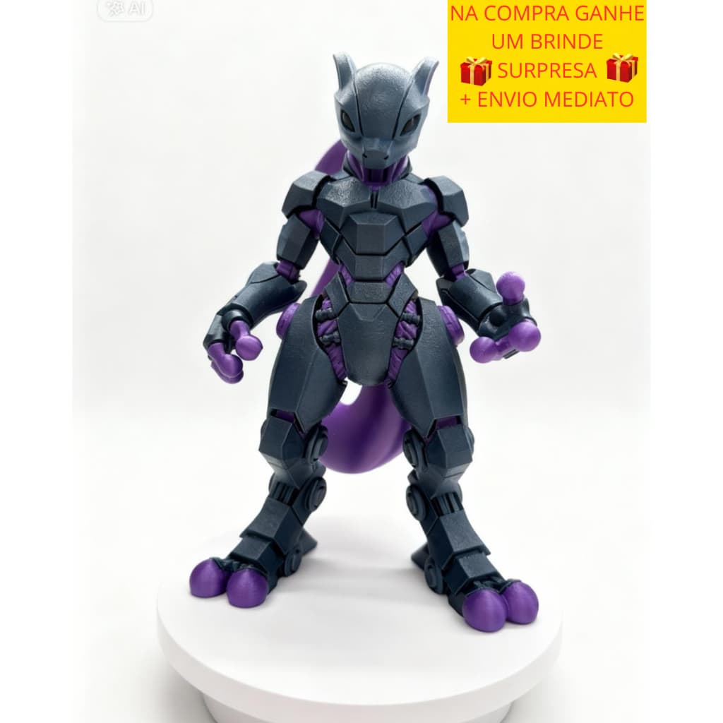 Action Figure Mewtwo Mecha 25cm - Pokémon Fanart Exclusiva Colecionável - Envio Imediato