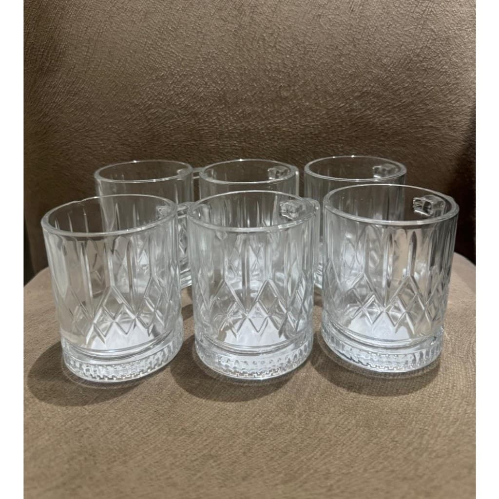 Jogo 6 Xícaras Vidro Pirâmide Chá Café Cappuccino Caneca  250ml