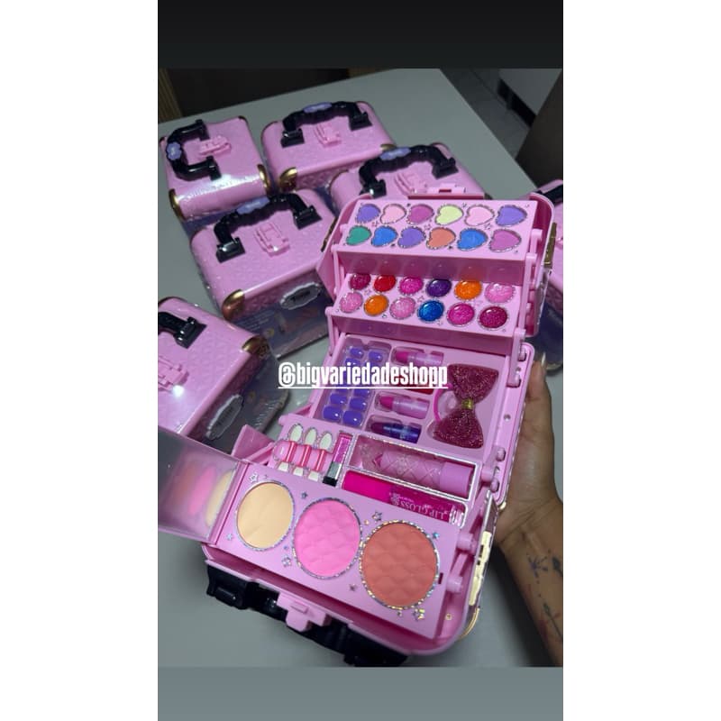 Kit Maquiagem Infantil Completo Maleta de Maquiagem Menina com Sombras Coloridas
