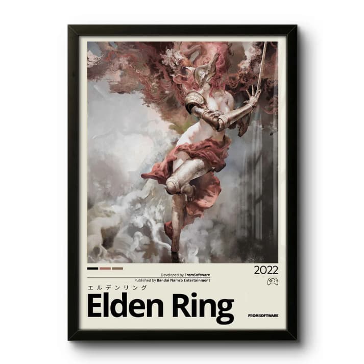 QuadroDecorativo gamer: Elden Ring (2022) / Malenia, arte visual moderna vivida em cores, decorativo
