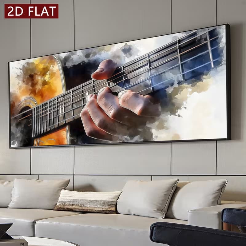 Quadro Decorativo Close-up Violão Acústico Artístico