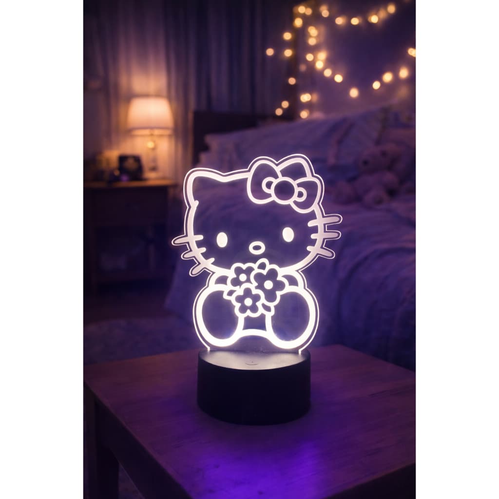 Luminária LED 3D de Mesa /Decoração luz noturna Hello Kitty
